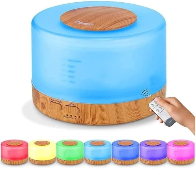 Difusor De Aromas 3 em 1 Umidificador De Ar Ultra-Sônico 500ML, Difusor De Óleo Essencial e Abajur de Led com Lâmpada Colorida e Controle Remoto - Imagem 5