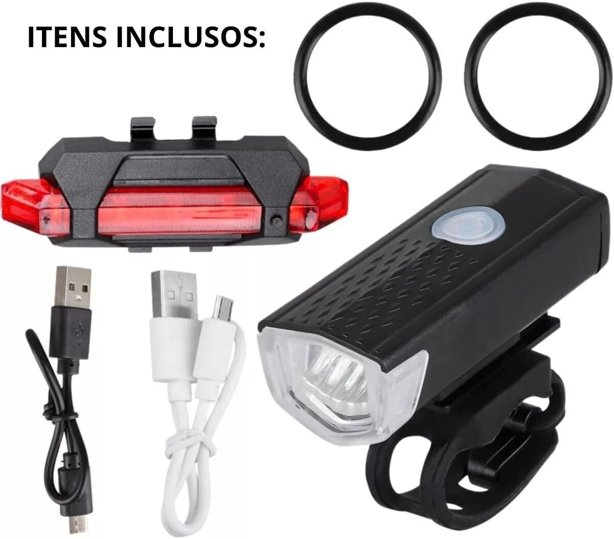 Kit de Luzes de Bicicleta Recarregável COEMA, Conjunto de Farol e Lanterna Traseira Impermeável com Vários Modos de Luz - Imagem 4