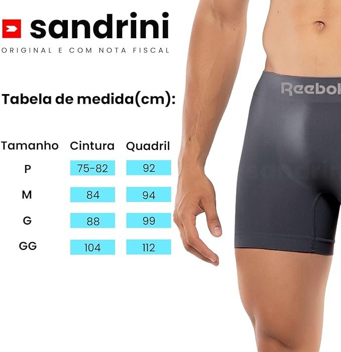 Kit 12 Cuecas Boxer Reebok Masculinas Microfibra Adulto Box Sem Costura - Imagem 3