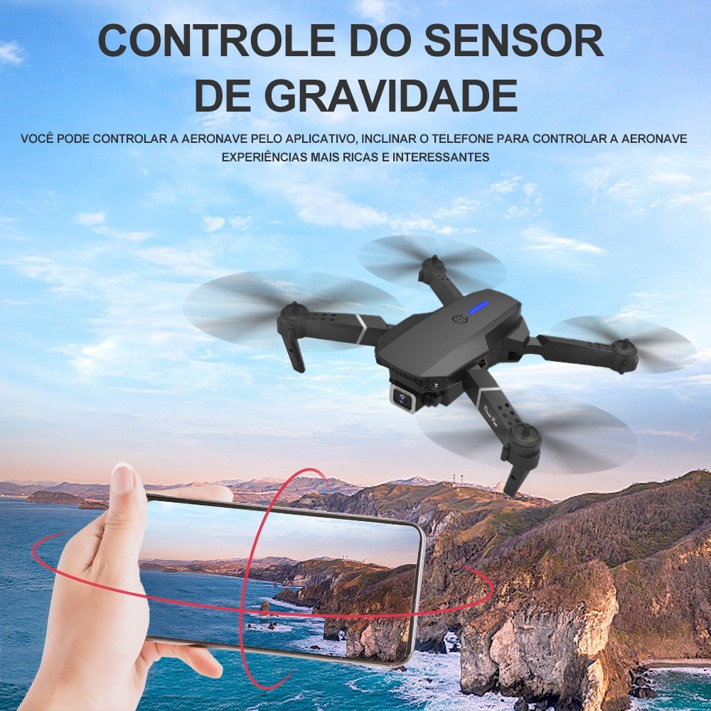 Mini Drone E88 Full Hd Câmera 2 Baterias Cor Preto - Imagem 10