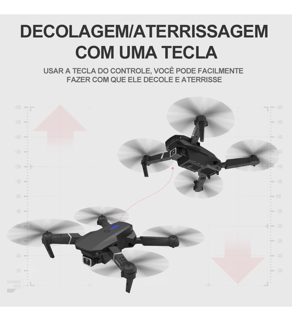Mini Drone E88 Full Hd Câmera 2 Baterias Cor Preto - Imagem 8