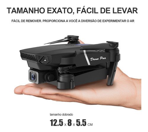 Mini Drone E88 Full Hd Câmera 2 Baterias Cor Preto - Imagem 3