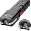 Lanterna Taser de Choque Elétrico Portátil, Autodefesa, com Estojo e Cabo Carregador, Preto