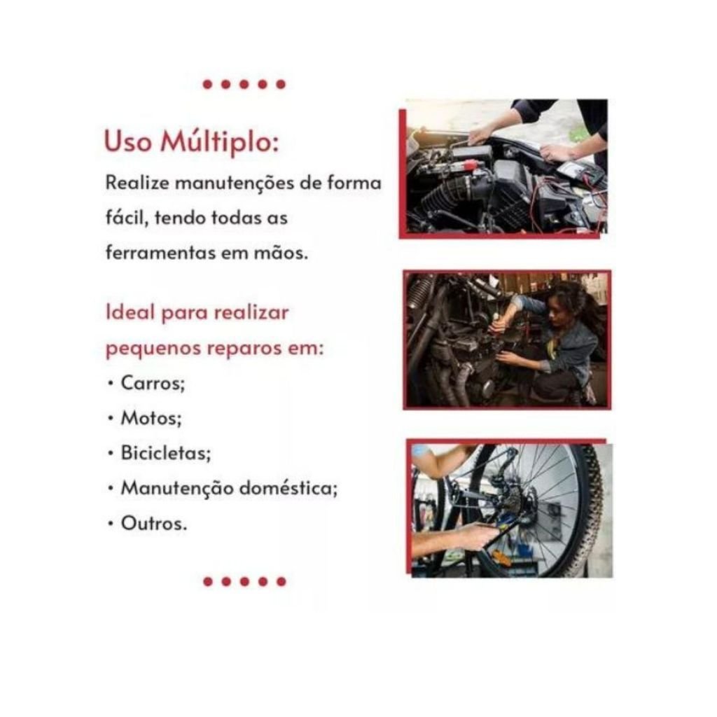 Caixa De Ferramentas com Jogo de Chave Catraca Reversível Soquetes Completa - Maleta 40 Peças / 46 Peças - Imagem 6