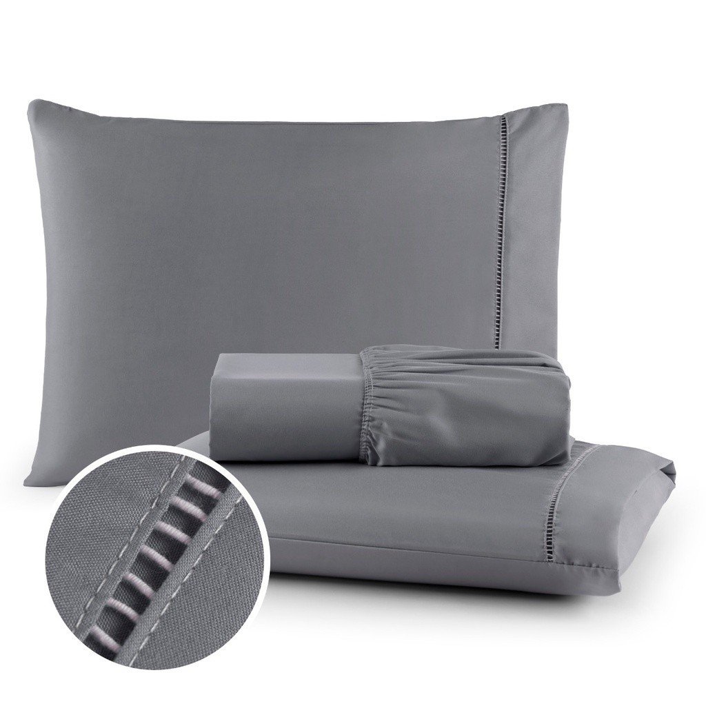 Jogo de Lençol 03 Peças 400 Fios Cama Casal Queen Micropercal Ponto Palito - Imagem 3