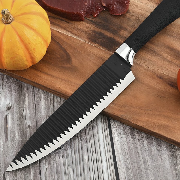 Kit 6 Peças Conjunto de Faca Churrasco Carne Legumes Descascador Tesoura Profissional - Imagem 6