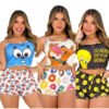 Kit 3 Pijamas Baby Dool Sortidos SUEDE Personagem