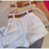Short Alfaiataria Feminino Social com Cinto Cintura Alta
