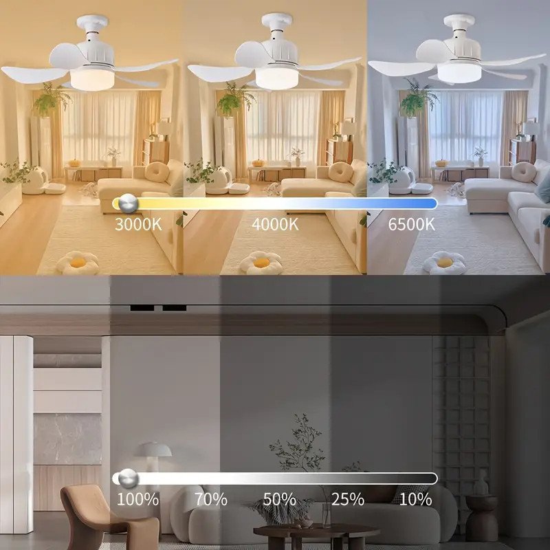 Ventilador de teto Com Luz para Pequenos Espaços (6 Hélices) Controle Remoto Bivolt LED 110V-220V - Imagem 6